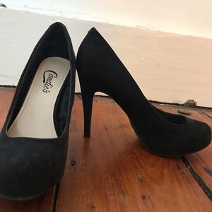 Candies Black Suede Heels